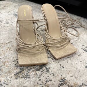 Pretty Little Thing  Beige Strappy Women's Heels